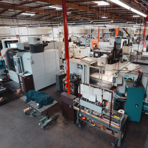 Aerial view of CNC machining workshop