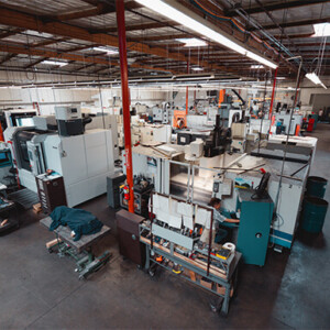 Interior shop with milling machines and benches